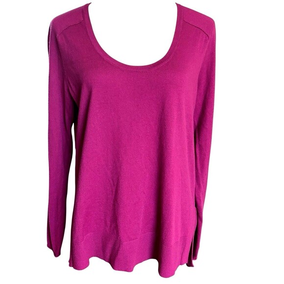 Halogen Women Cashmere Blend Purple Pullover Hi Lo Long Sleeves Sweater Sz M - Picture 1 of 8